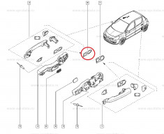 Garnitura maner usa Renault Modus, Laguna 3, Clio 3, usi fata/ spate, stanga / dreapta, Originala 8200736210 foto