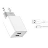 Cumpara ieftin Incarcator retea XO L65, Dual USB, Fast Charge, 12W, 2.4A, Cablu Micro-USB 1m inclus, Alb