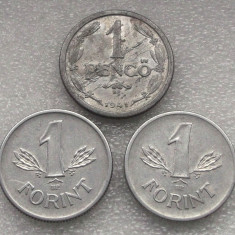 Ungaria lot 1 pengo 1941 + 1 forint 1967 si 1968 **
