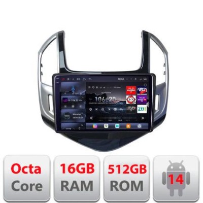 Navigatie Chevrolet Cruze 2013- Edotec Kit-1267 8 core QLED 2K 16+512 360 Android Waze USB Navigatie Internet Youtube Radio CarStore Technology foto