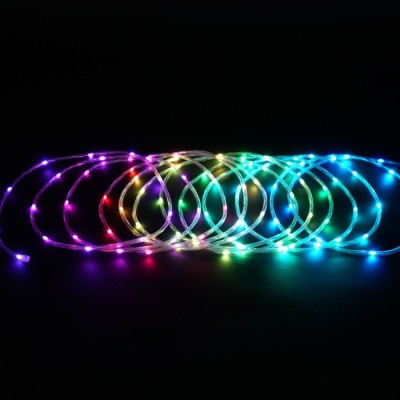 Instalatie brad Craciun, smart, Hoff Magic Rope, 100 LED-uri RGB, 10 m, aplicatie Magic Lantern, control digital al culorilor, i foto
