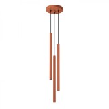 Lampă Suspendată Pastel Ocru Roșu Oțel 3 Becuri Tub Modern De Interior