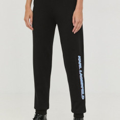 Karl Lagerfeld pantaloni de trening din bumbac femei, culoarea negru,