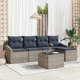 vidaXL Set de canapea cu pernă 6 pcs Gri și bleumarin poliratan 3355364