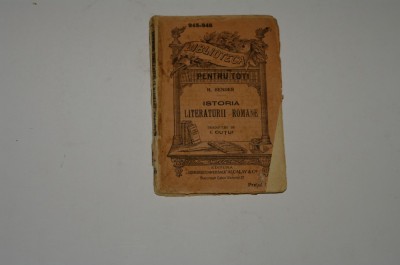 Istoria literaturii romane - H. Bender - Alcalay foto