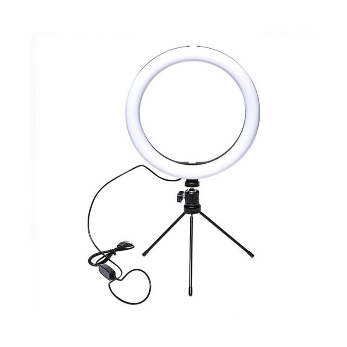 Lampa circulara cu 128 de becuri LED, 3 functii de lumina si 10 nivele de intensitate