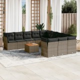 Gossi set canapea de gradina cu perne, 12 piese, gri, poliratan