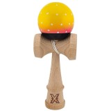 Jucarie de indemanare din lemn, Kendama X, Super Sticky, 18 cm, Galben, Roz, Negru