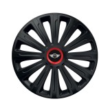 Set 4 capace roti Negre Cu Inel Rosu Trend R16 Compatibil Cu Mini