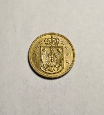 5 lei 1930 H Heaton AUNC UNC foto