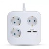 Prelungitor Cub V-TAC 4 Cai 16A, 2 USB 2.1A, Cablu 1.4m, 3x1.5mm, 3500W, Alb