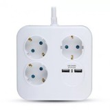 PRELUNGITOR CUBIC 3X1.5MM 1.4M 4 CAI 16A + 2 USB 2.1A, V-TAC