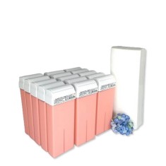 Set Epilare Ceară Roz cu Titaniu &ndash; Piele Sensibila, 12 Rezerve