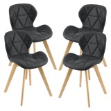 Scaune bucatarie Almhult set 4 buc imitatie piele negru [en.casa] HausGarden Leisure, [en.casa]