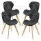 Scaune bucatarie Almhult set 4 buc imitatie piele negru [en.casa] HausGarden Leisure