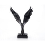 Statueta din rasina, Bird Black, Negru, 26 cm, Ella Home