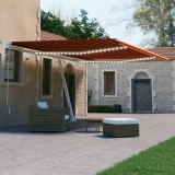 VidaXL Copertină automată senzor v&acirc;nt&amp;LED, portocaliu/maro, 600x300 cm