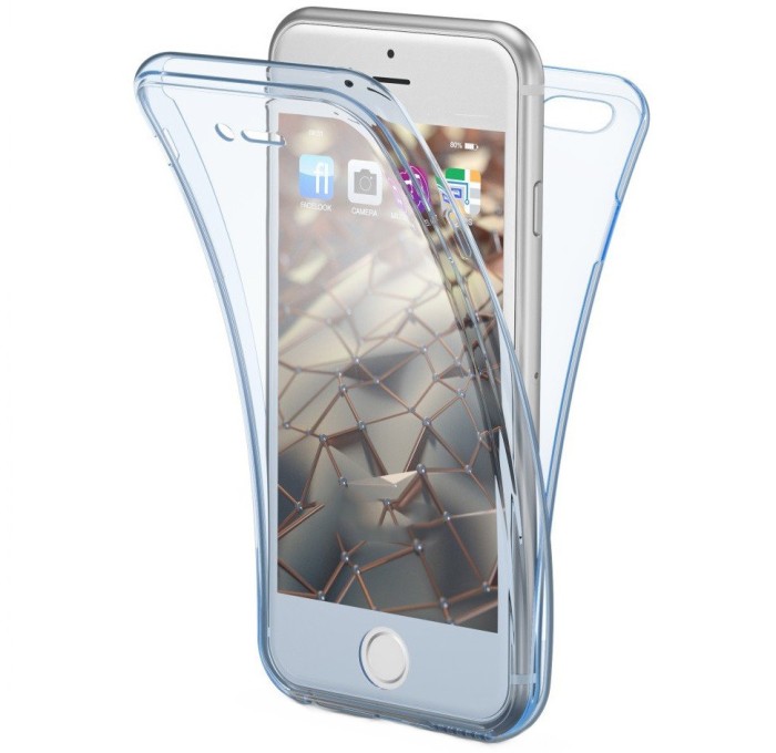 Husa Full TPU 360&deg; (fata + spate) pentru iPhone 6 / 6S, Albastru Transparent