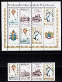 RO 1999 ,LP 1484+a ,&quot;Vizita Papa Ioan in RO&quot; ,serie + bloc de 6 cu 2 viniete,MNH