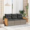 Gossi set canapea de gradina cu perne, 3 piese, gri, poliratan
