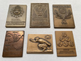 Lot de 6 plachete - medalii suedeze din bronz cu tematica sportiva, anii 50 - 70, Europa