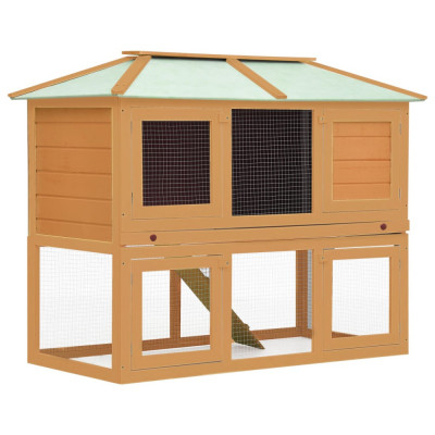 vidaXL Cușcă pentru iepuri și alte animale, 2 niveluri, lemn foto