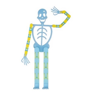 Suport pentru telefon mobil, jucarie de decompresie pentru adulti, tip schelet luminos de halloween, albastru, lungime 17 cm foto
