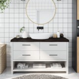 vidaXL Blat de baie, maro &icirc;nchis, 140x40x(2-6) cm, lemn masiv tratat