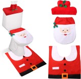 Set de 3 covorase pentru toaleta de Craciun Glaxcidy, textil, multicolor