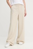 Dkny pantaloni culoarea bej, lat, high waist, UD5PS051