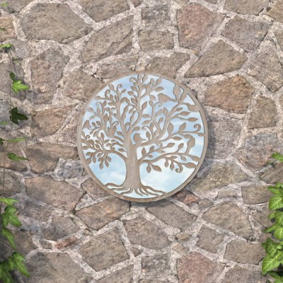 vidaXL Oglindă de grădină rotundă nisipiu 60x2,5 cm, fier, uz exterior foto