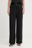 Dkny pantaloni culoarea negru, lat, high waist, P5EK7BEX