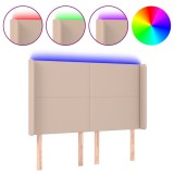 Cumpara ieftin Tablie de pat cu LED, cappuccino, 147x16x118/128 cm, piele eco