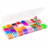 Set creativ pentru copii, 1600 piese, benzi de cauciuc, croșetate si elemente decorative pentru creare bratari si bijuterii colorate, 14 x 25 x 2 cm,