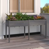 VidaXL Jardinieră cu căptușeală, gri, 161x45x76 cm, lemn masiv brad