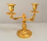 Sfesnic de bronz aurit cu doua brate stil Rococo