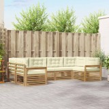 vidaXL Set Canapele Exterior Lemn Acacia Alb Crem 6 Piese Mobila Gradina Rezistent Vreme