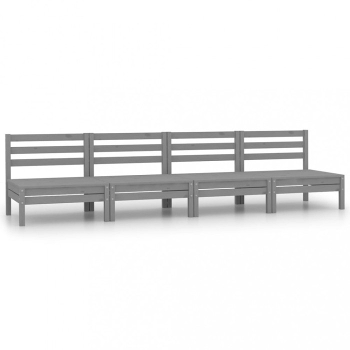 Set mobilier de gradina, 4 piese, gri, lemn masiv de pin