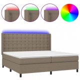 Cumpara ieftin Pat cu arcuri, saltea si LED, gri taupe, 200x200 cm, textil