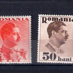 ROMANIA 1934 - CAROL II, FARA "POSTA", UZUALE, MNH - LP 108