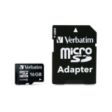 Card Verbatim microSDHC 16GB Clasa 10 cu adaptor