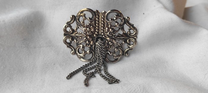 BROSA 1900 art nouveau FRANTA 1900 cu motive FLORALE manopera EXCEPTIONALA unica