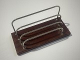 Suport pentru servetele in stil Art Deco, lemn cu inox, anii 1980