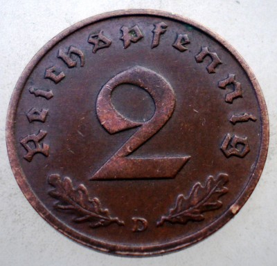 2.642 GERMANIA 2 REICHSPFENNIG 1938 D foto