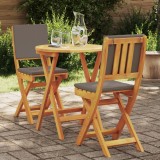 vidaXL Set Bistro Pliabil cu Pernițe din Lemn Masiv de Acacia