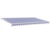 Copertina retractabila albastru/alb, 5x3 m, textil/aluminiu