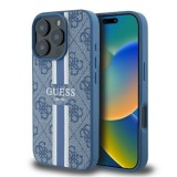Husa pentru iPhone 16 Pro - Guess Hardcase 4G Printed Stripes MagSafe (GUHMP16LP4RPSB) - Blue