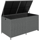 Outsunny Cutie pentru perne din rattan 650 L rezistentă la intemperii rezistent UV cu capac roți spațiu depozitare 150 x 75 x 74 cm Gri &icirc;nchis | Aosom