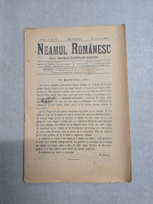 Neamul Rom&amp;acirc;nesc nr. 97/17.08.1910 - foaia Partidului Nationalist Democrat foto