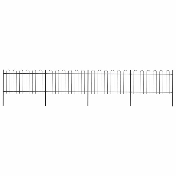 vidaXL Gard de grădină cu v&acirc;rf circular din oțel, 714,5 x 100 cm, negru
